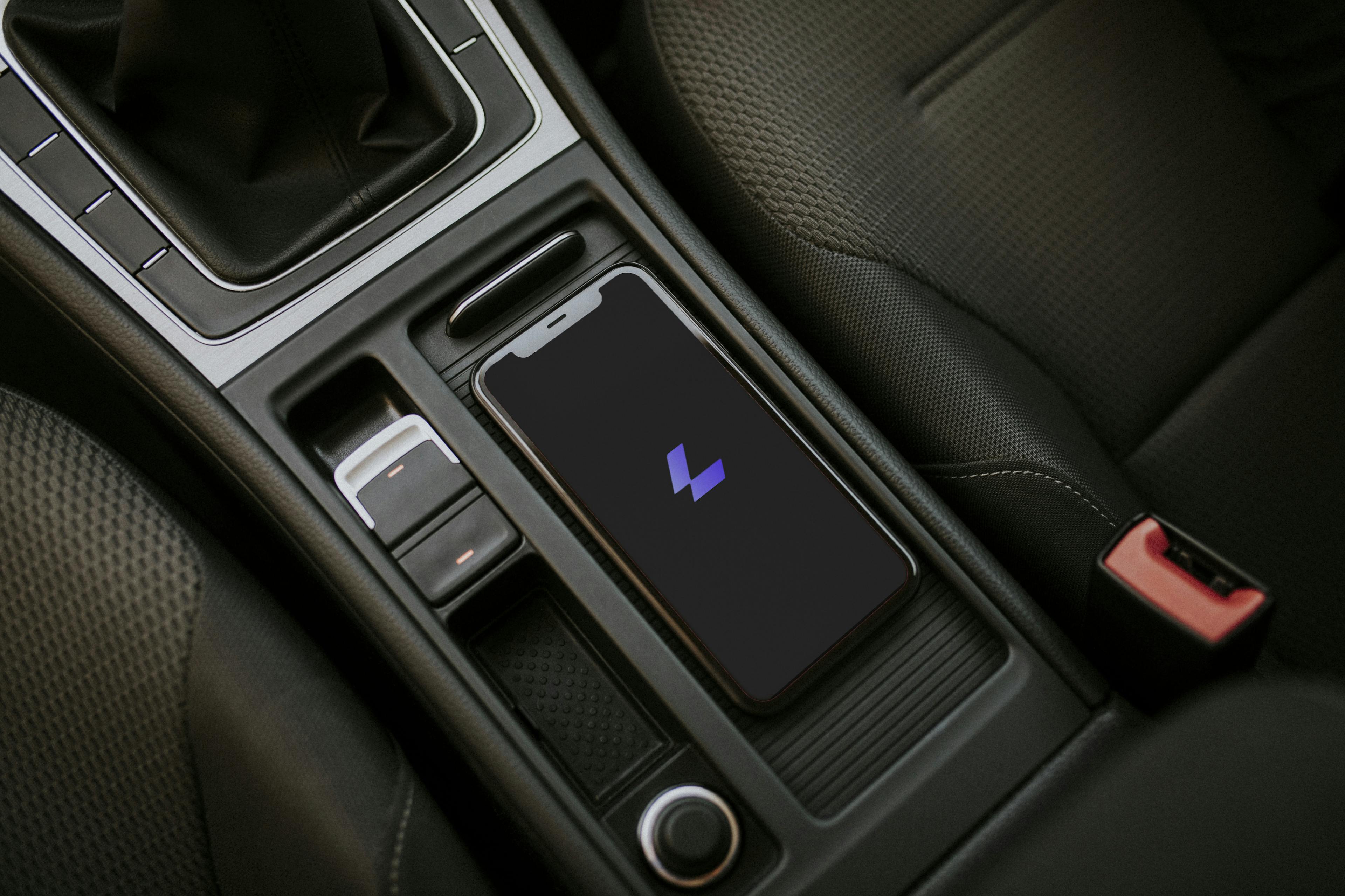 mobile mockup in car